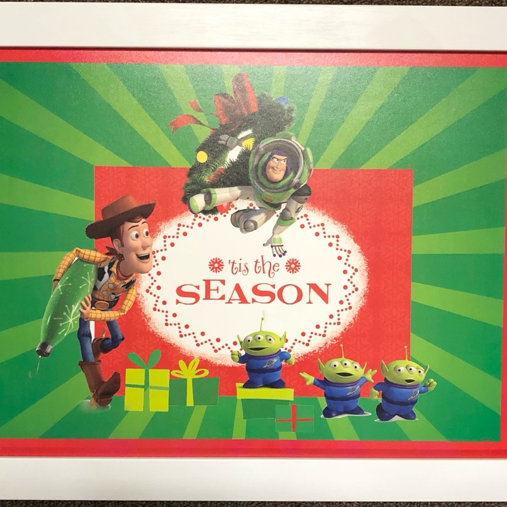 Disney Toy Story Characters Christmas Themed Framed Poster Print New